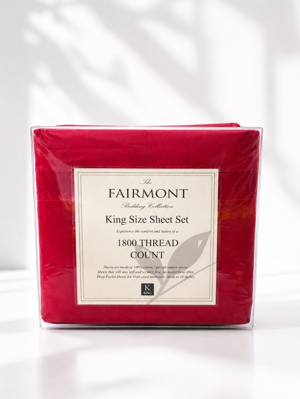NWT Fairmont King Sheet Set Red 1800 Thread Count 4 Pc Deep Pocket
